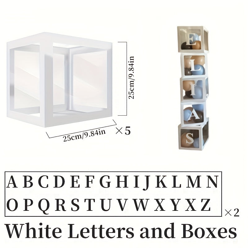 5-Pack Aanpasbare Letterballon Dozen | Papieren Blokkendoos Kit Dubbele Alfabetset (A-Z) voor Gepersonaliseerde Feestdecoraties