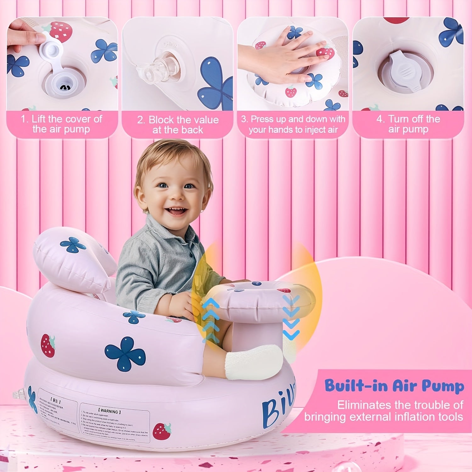 Baby oefenstoel opblaasbaar | PVC wit kinderstoel