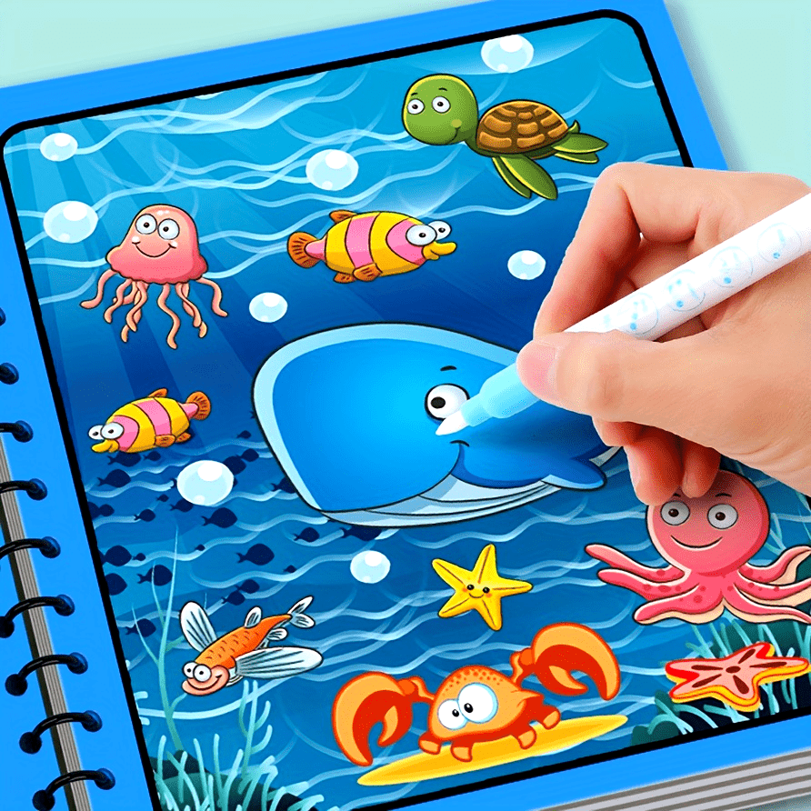 Magisch Water Tekenboek 3+ | Herbruikbare Verfpagina's met Waterpen | Educatief Creatief Speelgoed