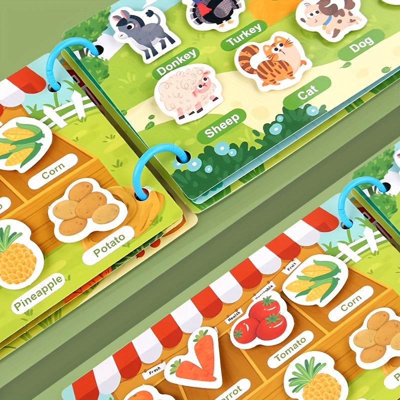 Dieren Leerboek Busy Book | Educatieve Verlichting met Meerdere Thema's, Plak & Scheur Sticker Activiteitenboek voor Kinderen en Peuters