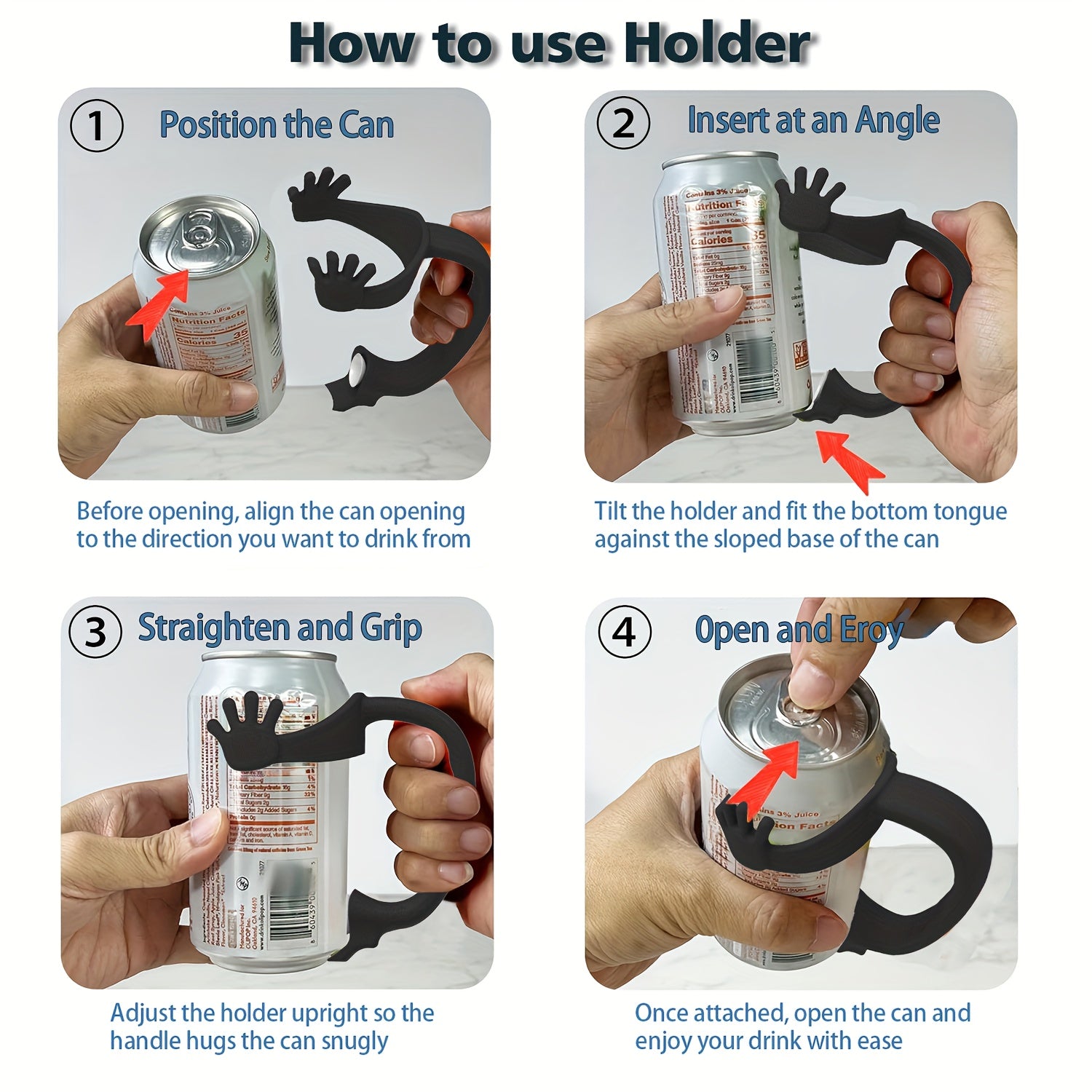 2 Stuks Blikjeshouder met Handvat voor Bier en Frisdrank - Stevige Drink Gadget voor Volwassenen, Mannen en Vrouwen - Ideaal voor Feestjes, BBQ en Camping