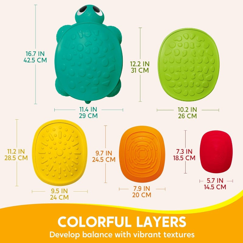 Schildpad Stapstenen Balans Parcours voor Kinderen vanaf 3 Jaar - 5 Stuks Buitenspeelgoed voor Jongens en Meisjes - Coördinatie Spel voor Binnen en Buiten