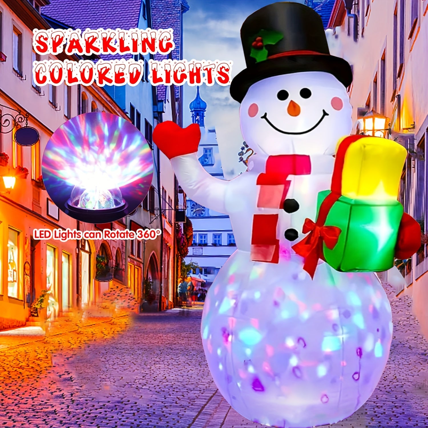 Opblaasbare Kerstdecoraties 1pc 5FT Sneeuwpop met 360° Draaibare LED Lichten - Binnen- en Buitendecoratie