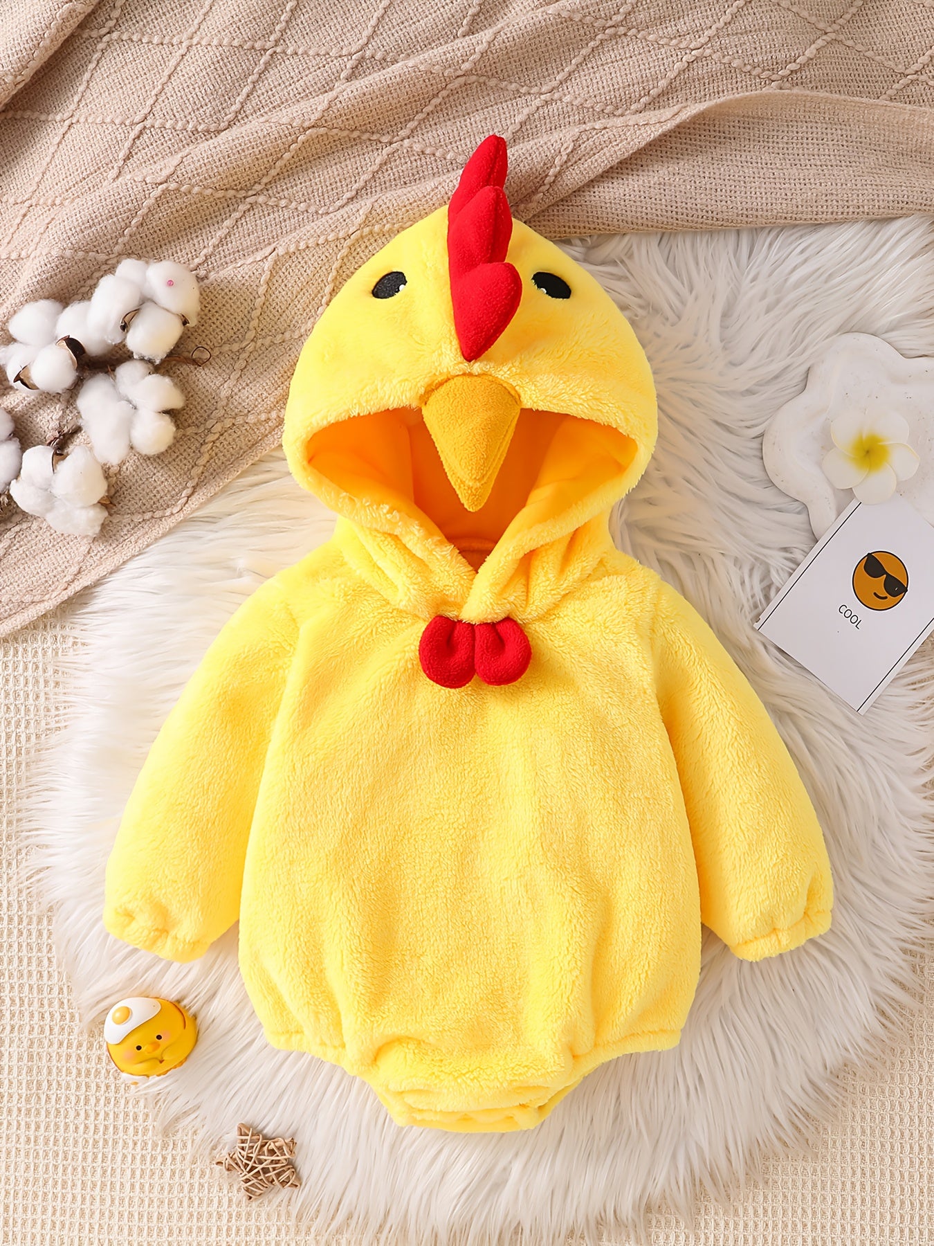 Warm Fleece Boxpakje voor Baby en Peuter van 0-3 Jaar - Schattige Kuiken Onesie voor Jongens en Meisjes - Zacht en Comfortabel Kraamcadeau voor de Winter