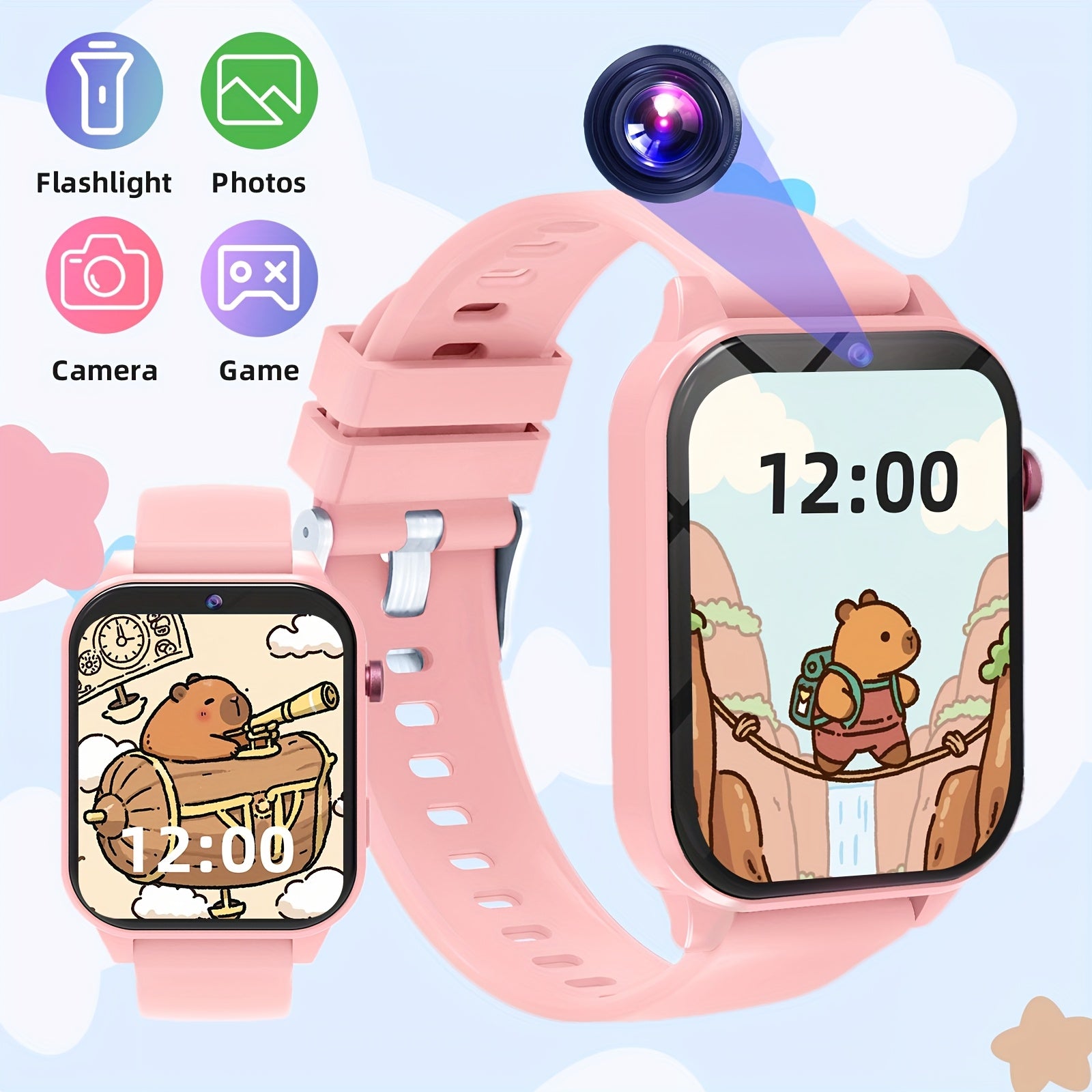 Educatieve Smartwatch voor Kinderen | HD Camera, 18 Spellen & Videorecorder – USB Oplaadbaar Cadeau voor 6-12 Jaar