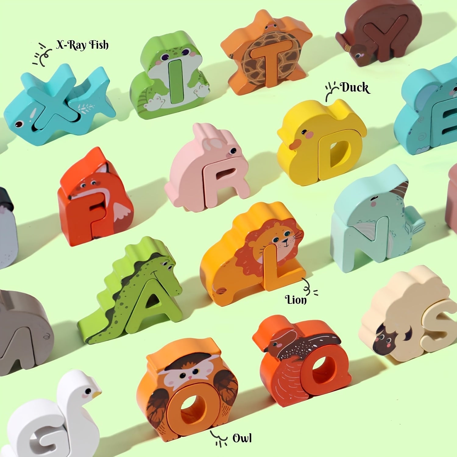 Houten Alfabet Puzzel met Dieren voor Kinderen van 3-5 Jaar - 52 Stuks Educatief Leerspel voor Jongens en Meisjes - Montessori Letters Leren Speelgoed