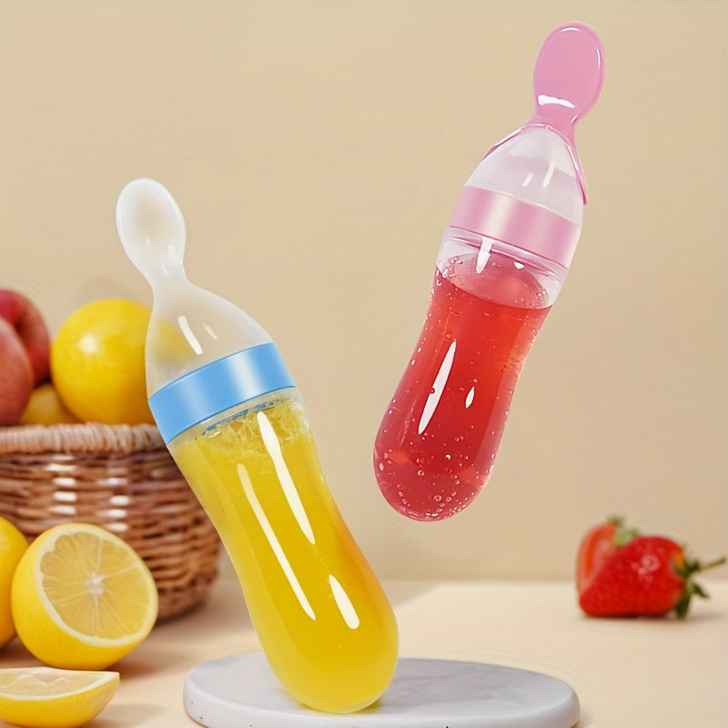 Silicone Baby Voedingsfles met Knijplepel, Multifunctioneel voor Melk, Voedingssupplementen, Geneesmiddelen - Verkrijgbaar in Wit, Blauw, Groen, Felroze