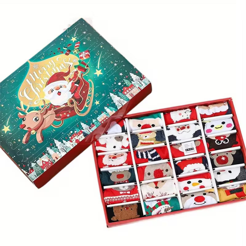 Grappige Kerstsokken Adventskalender 2025 voor Kinderen en Volwassenen - 24 Paar Aftel Sokken Cadeau voor Jongens en Meisjes - Originele Kerst Kalender