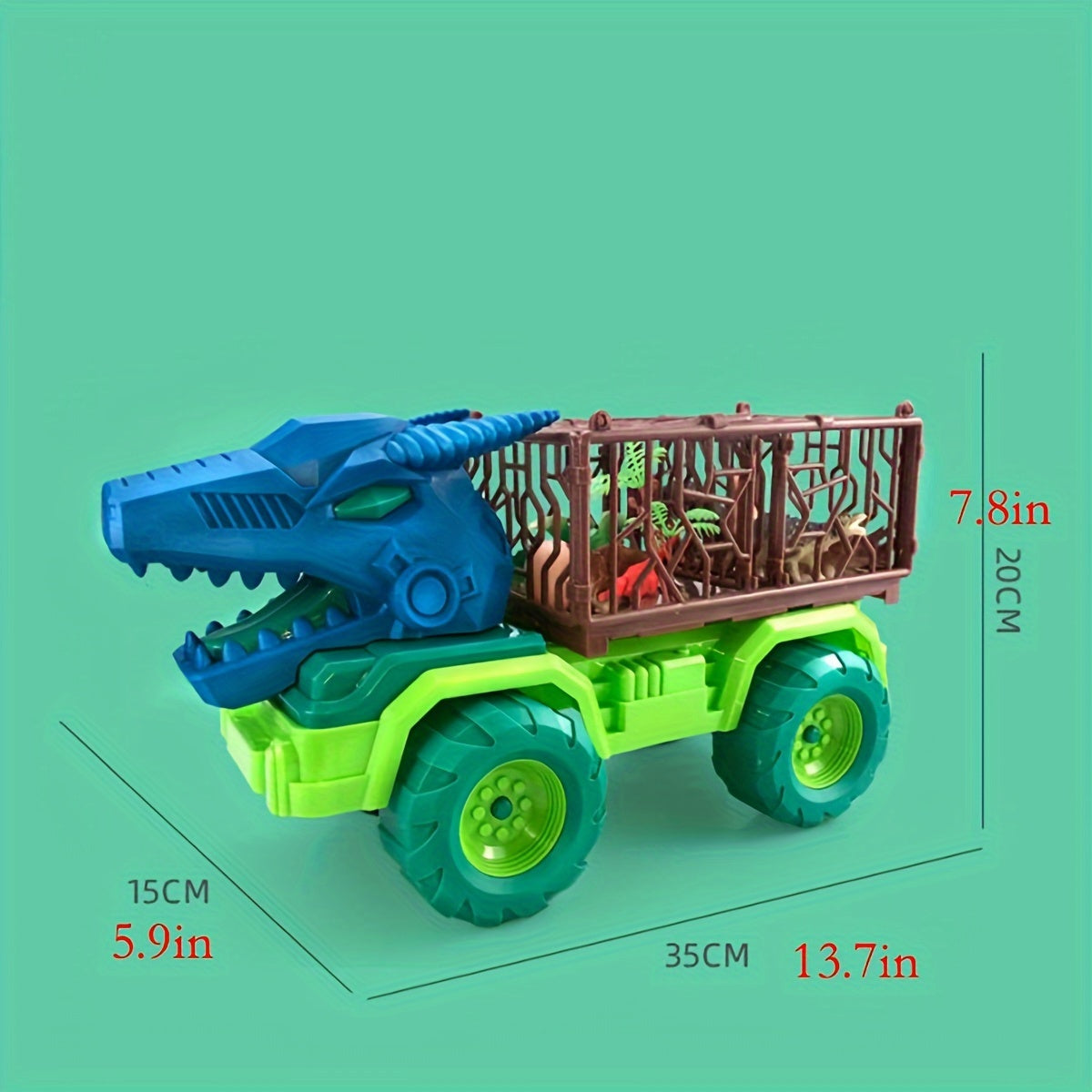 Dinosaurus Transporter Truck Speelgoed Set, 14-delige T-Rex Vrachtwagen met Educatief Speeltijd, Verjaardags- & Kerstcadeau voor Kinderen van 3-6 Jaar