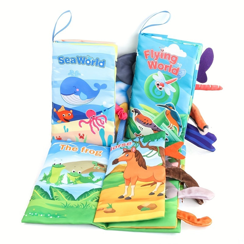 Livre en Tissu Crinkle Doux Montessori à Toucher et Ressentir | Jouets Sensoriaux pour Bébé Apprentissage Poussette