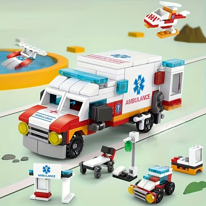 6-in-1 Ambulance Bouwstenen Set | DIY Auto Bouwset, Educatief Speelgoed voor Kinderen, Verjaardag & Feestcadeau