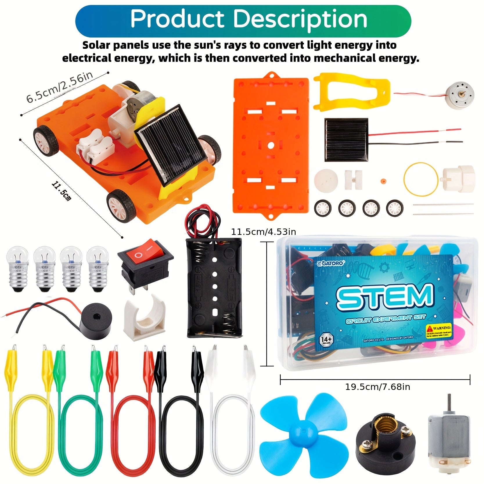 STEM Wetenschap Zonne-Energie Bouwpakket | Educatief Solar Experiment met Motor, Licht & Buzzer – Projectset voor Kinderen