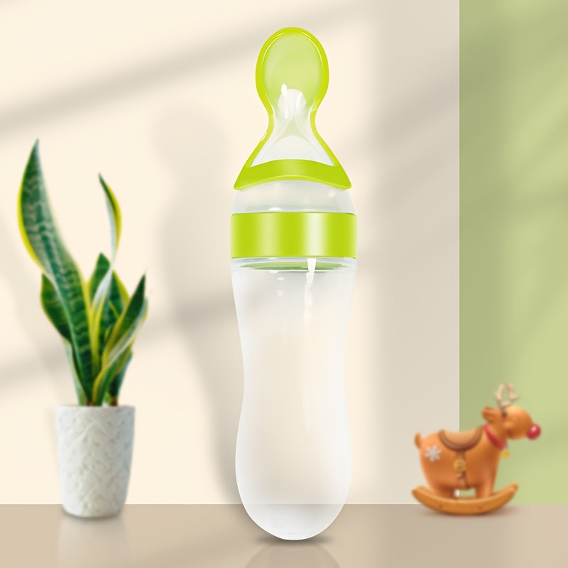 Silicone Baby Voedingsfles met Knijplepel, Multifunctioneel voor Melk, Voedingssupplementen, Geneesmiddelen - Verkrijgbaar in Wit, Blauw, Groen, Felroze