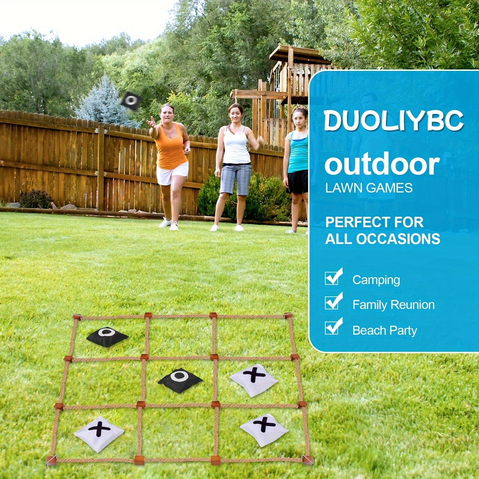 XXL Buitenspel Boter-Kaas-en-Eieren – Houten Werpspel 121x121cm, Familieplezier in de Tuin of Camping