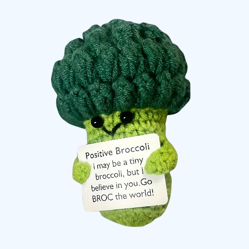 1 Stuk Handgemaakte Garens Haak Broccoli Pop met Positieve Energie Kaart | Tas Hanger | Feestdecoratie