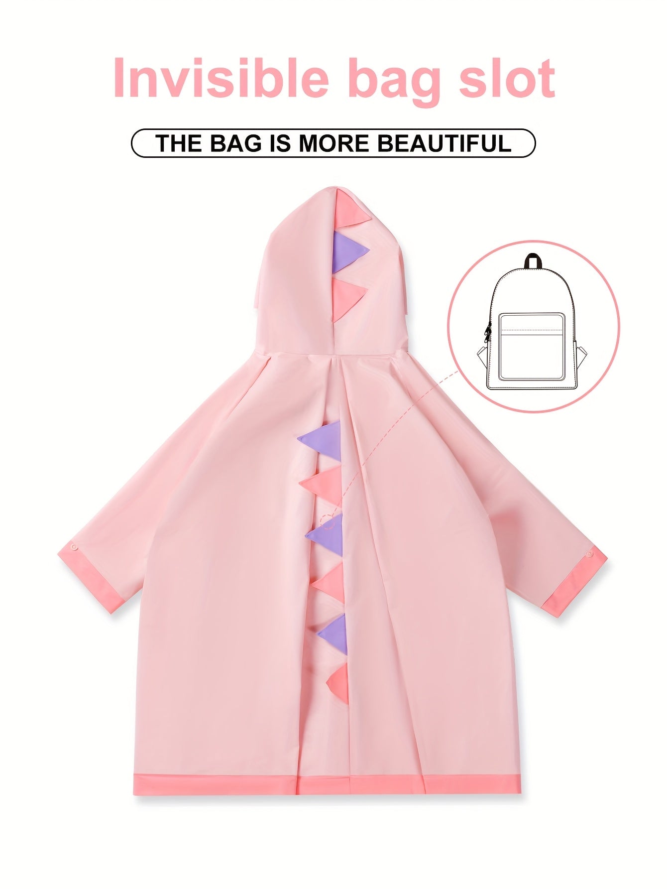 Regenjas Dinosaurus voor Kinderen Vanaf 3 Jaar - Waterdichte Kapjas met Oortjes voor Jongens en Meisjes - Lichtgewicht Buitenkleding