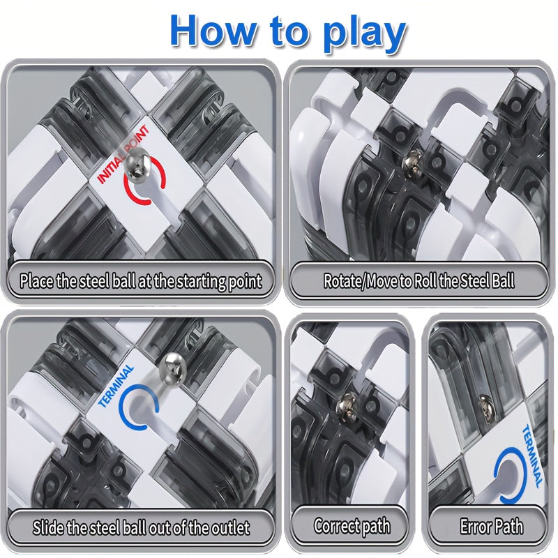 Puzzel Doolhof Kubus | 3D Magische Doolhof Breinbreker, Educatief Speelgoed voor Kinderen & Volwassenen, Uitdagend Spel en Kerstcadeau