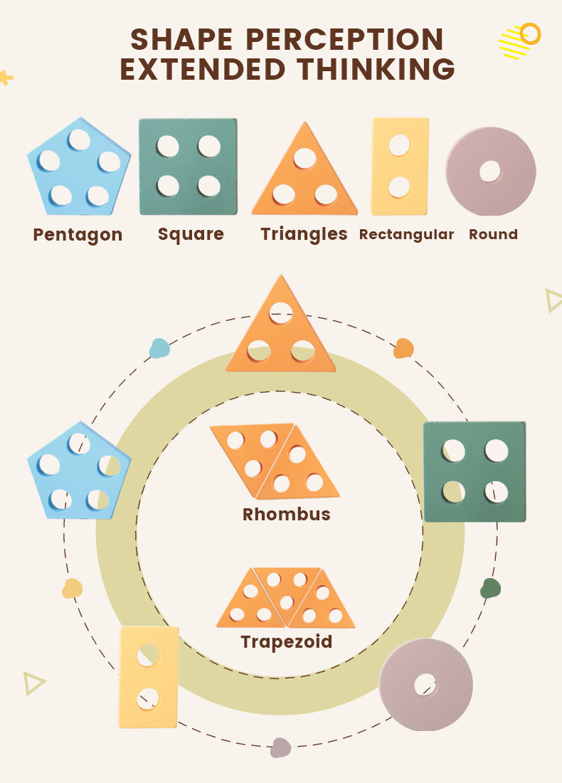 Montessori Houten Geometrische Stapelaar