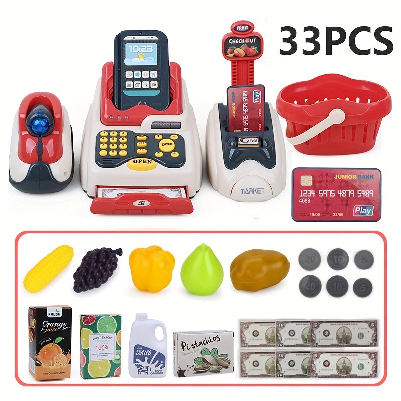 Kassa Supermarkt Speelset voor Kinderen | Interactieve Winkel met Scanner, Mandje en Nepgeld – Educatief Rollenspel Speelgoed
