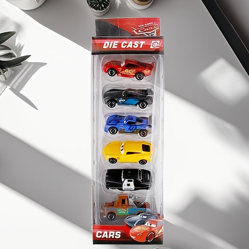 6-delige Auto Speelset met Opslagdoos | Lightning Racewagens Miniatuur Modellen – Ideaal als Verjaardagscadeau voor Kinderen
