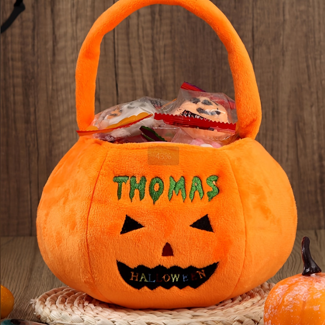 Halloween mand met naam | Gepersonaliseerde trick-or-treat tas