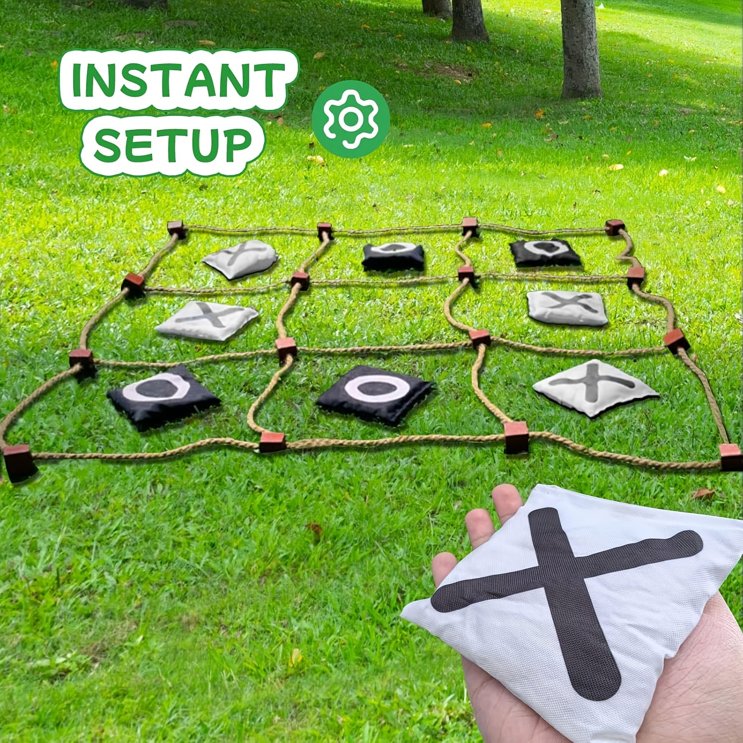 XXL Buitenspel Boter-Kaas-en-Eieren – Houten Werpspel 121x121cm, Familieplezier in de Tuin of Camping