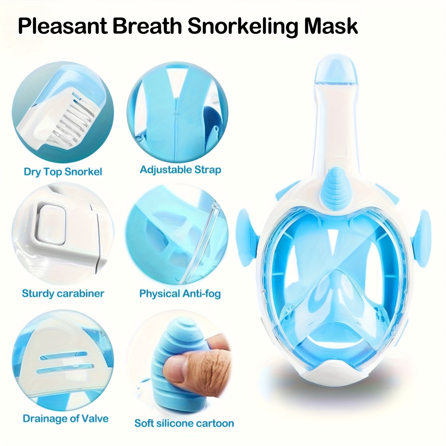 Full Face Snorkelmasker voor Kinderen - 180° Panoramisch Duikmasker met Cartoon Design voor Jongens en Meisjes - Zwem- en Duikbril Speelgoed