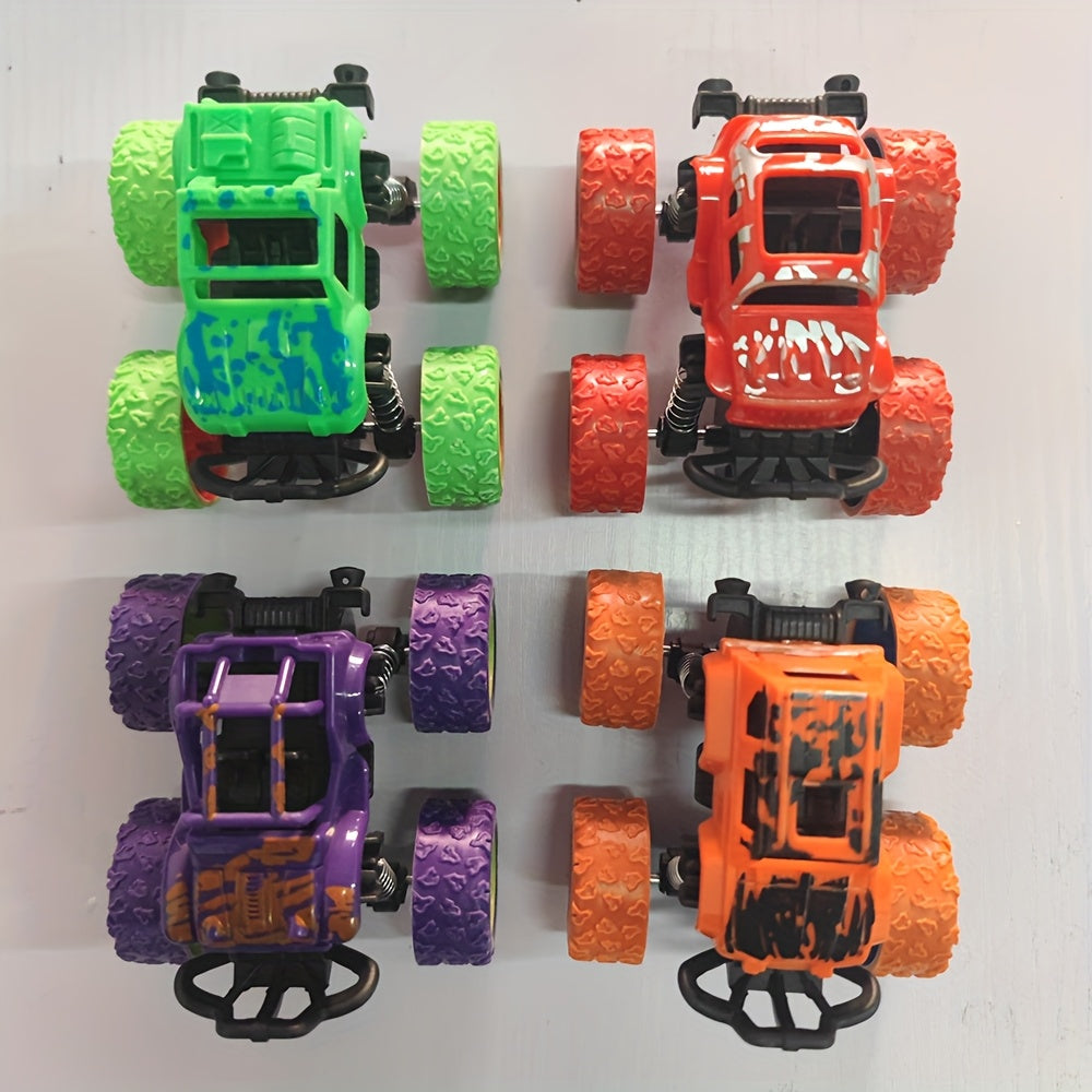 4x Wrijvingsmonstertrucks | Push & Go Inertia Auto’s met 360° Rotatie, Cadeau 3+ Jaar