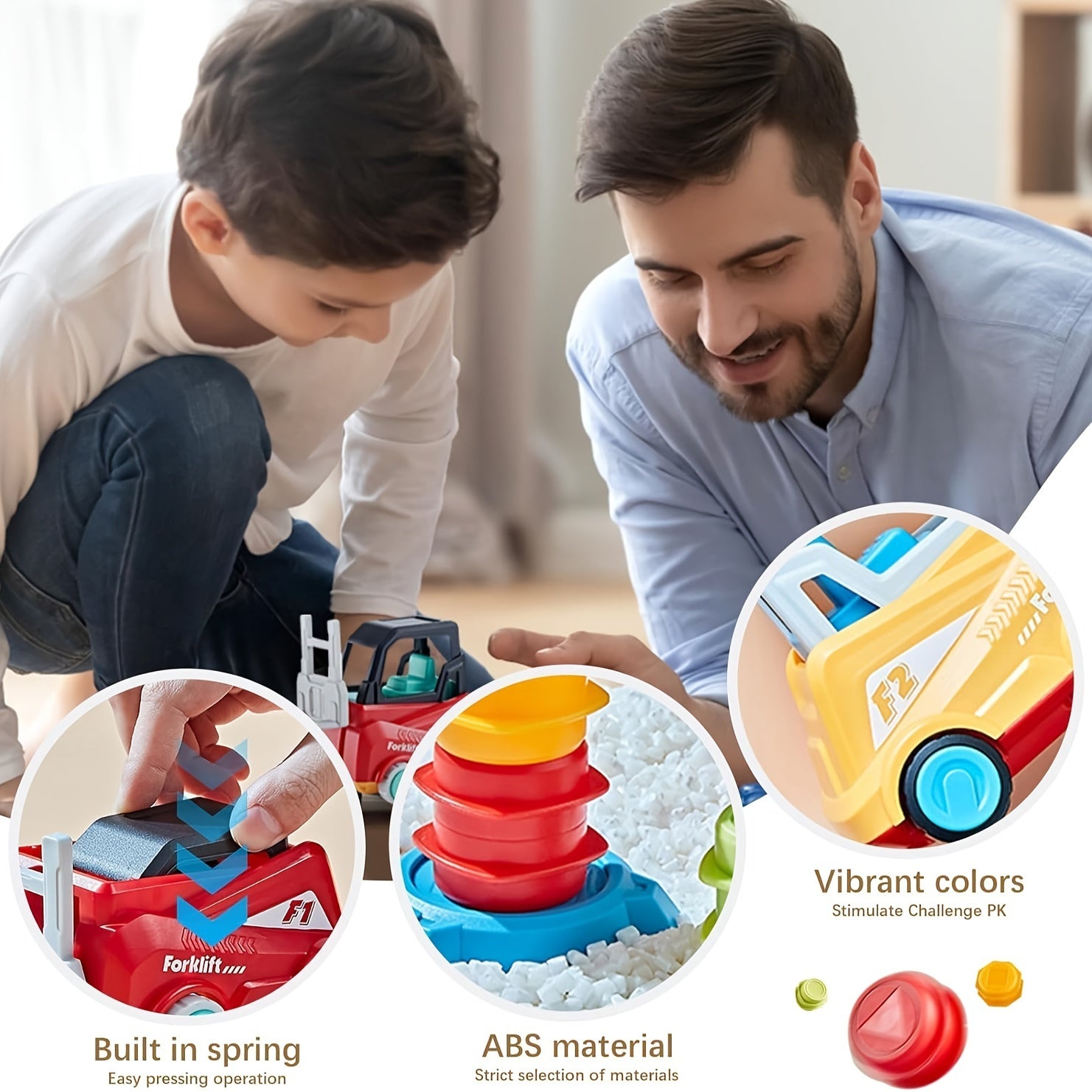 Constructie vorkheftruck spel|Educatief bouwvoertuig – veilig ABS materiaal