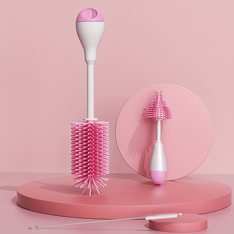 3-in-1 Siliconen Fles Borstel Set | Speen Rietjesborstel voor Drinkbekers