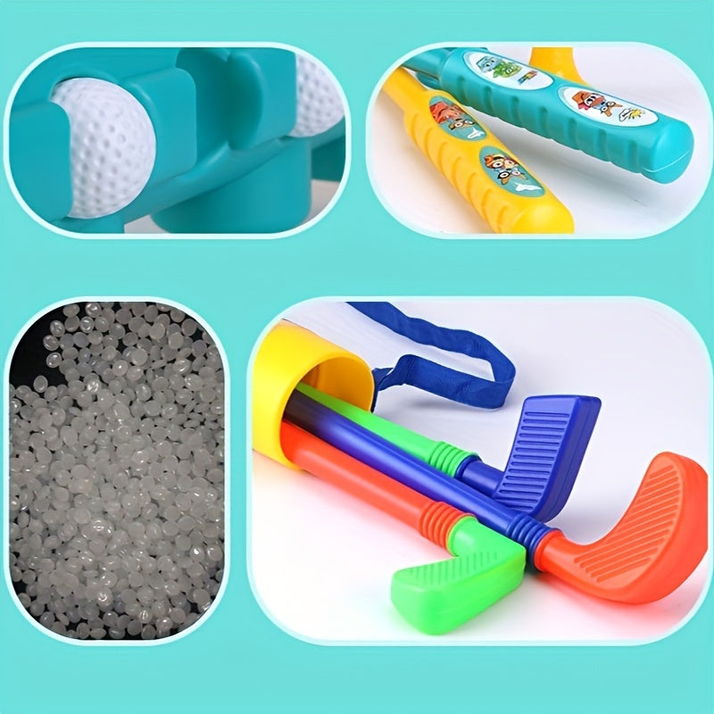 Golf Clubs Set, Golf Toy with 1 Golf Cart, 3 Golf Clubs, 4 Golf Balls, 2 Practice Holes, Indoor Outdoor Sports Toy, Over 3 Years Old