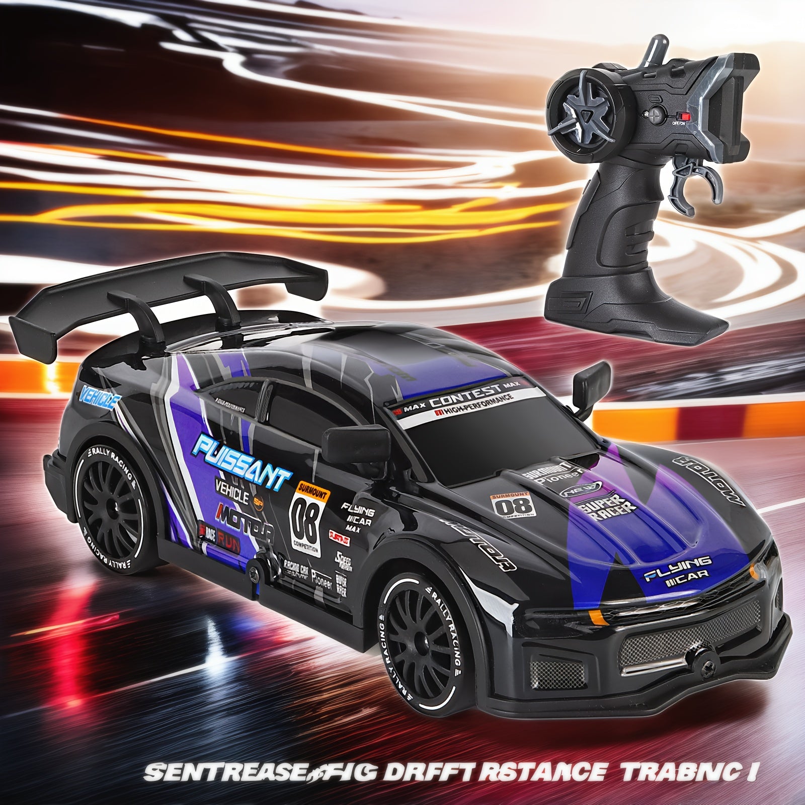Hoogsnelheids RC Driftauto met Knipperende LED-lampjes – Driftmodus, USB-oplaadbare Li-Po Batterij, Stevig Chassis – Racen voor Kinderen en Volwassenen