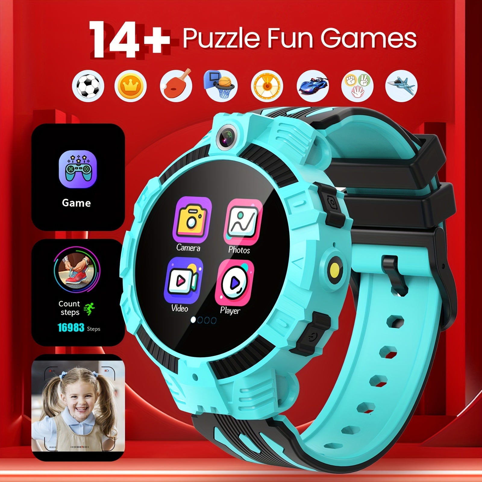 Kinder Smartwatch | Camera, Muziek, Games & Stappenteller