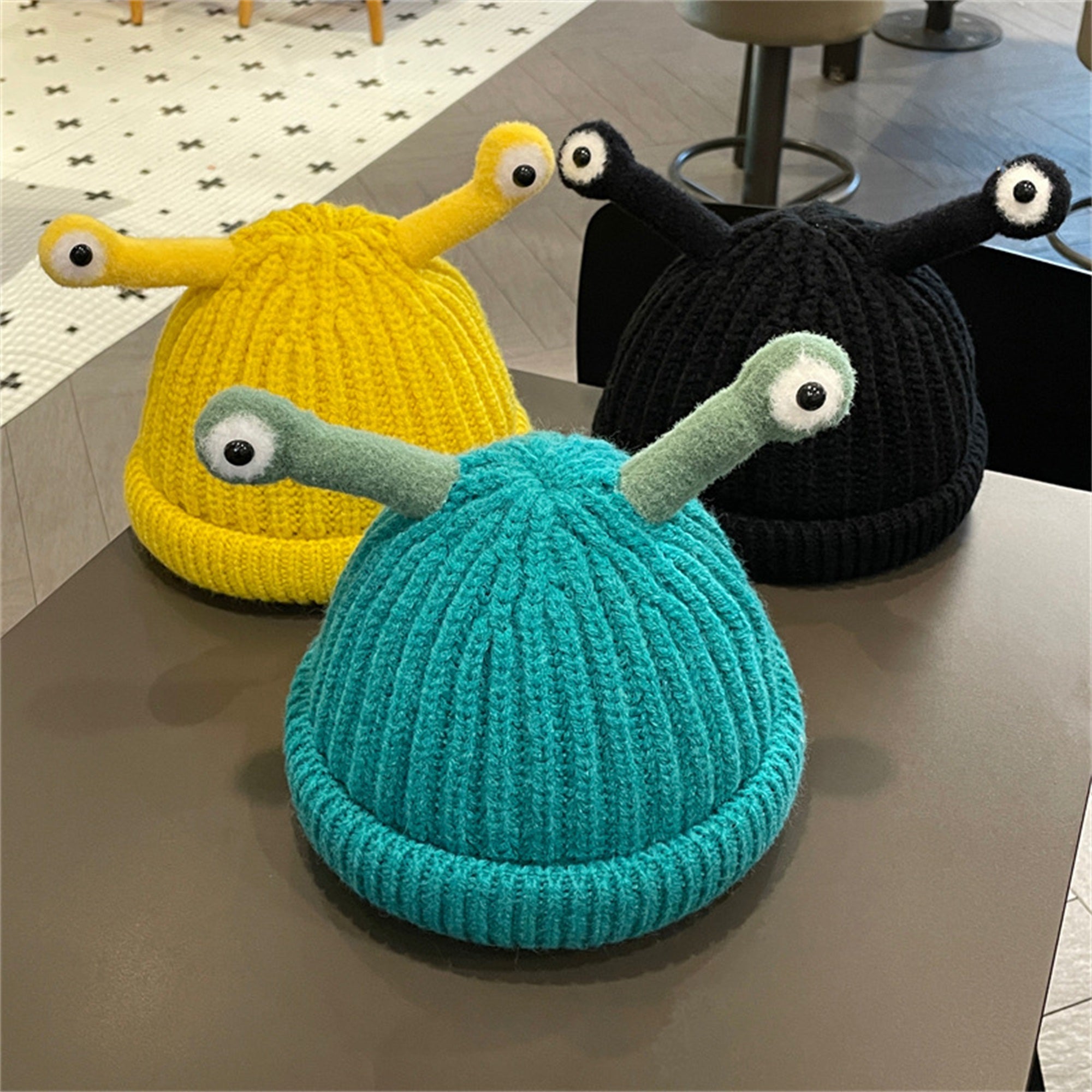 Grappige Muts met Slakkenoogjes voor Baby en Peuter - Warme Gebreide Beanie voor Kinderen 0-3 Jaar Jongens en Meisjes - Accessoire Hiver Bébé