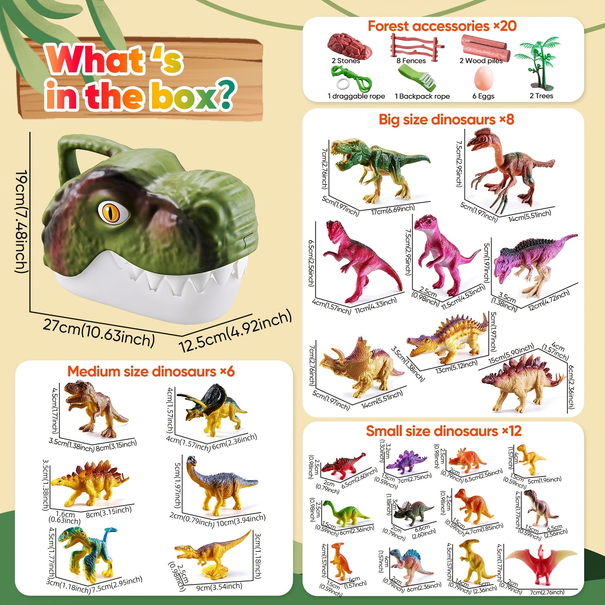 48-delige Dinosaurus Speelset | Educatief Cadeau voor Jongens & Meisjes