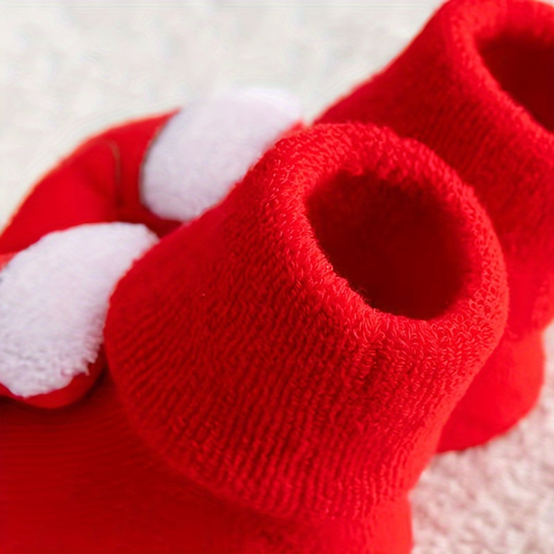 1 Paar 3D Kerstsokken voor Baby | Dikke Katoenen Sokken met Antislipnoppen, Kerstaccessoires