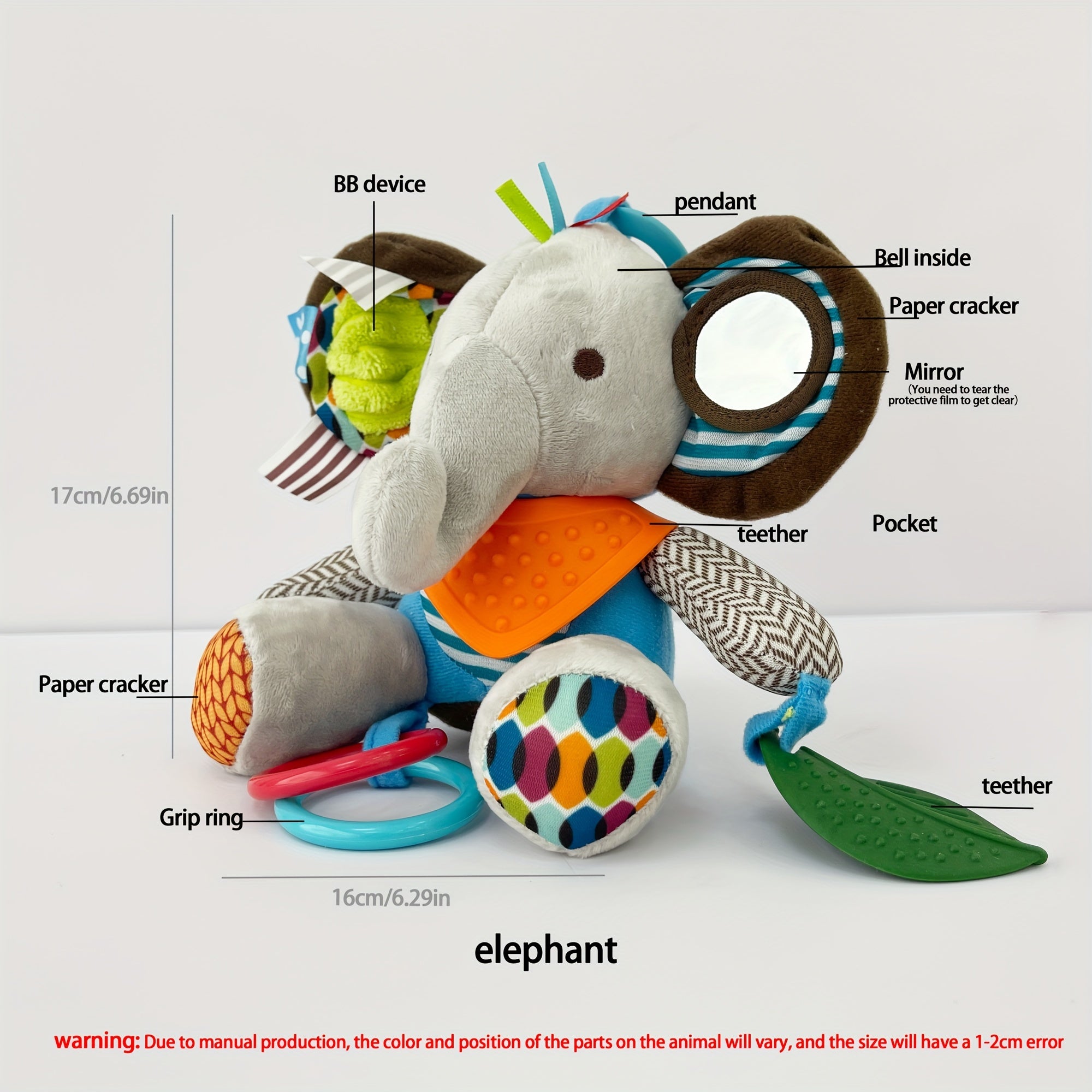 Dierenvormig Baby Pluchen Speeltje | Sensorische Pop als Kerstcadeau voor Baby's 0-3 Jaar