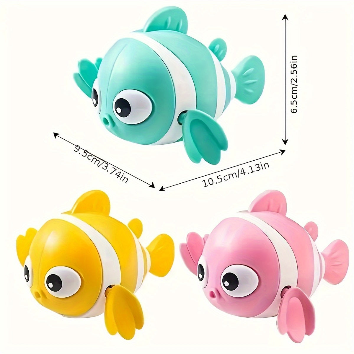 3 Stuks Water Speelgoed Clownvis – Opwindbaar Badspeelgoed voor Binnen & Buiten, Cadeau voor Kinderen