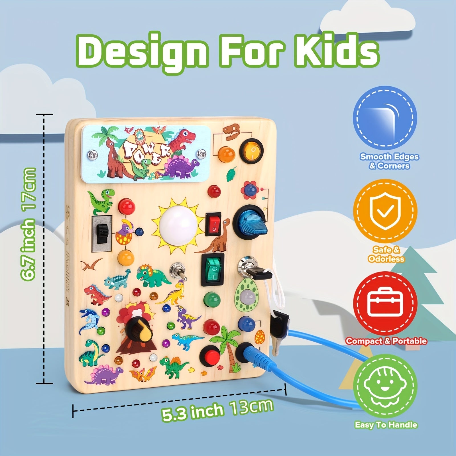 Dinosaurus Busy Board | Educatief Reisspeelgoed voor Jongens (1-3 Jaar)