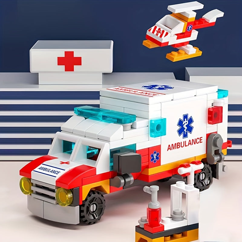6-in-1 Ambulance Bouwstenen Set | DIY Auto Bouwset, Educatief Speelgoed voor Kinderen, Verjaardag & Feestcadeau