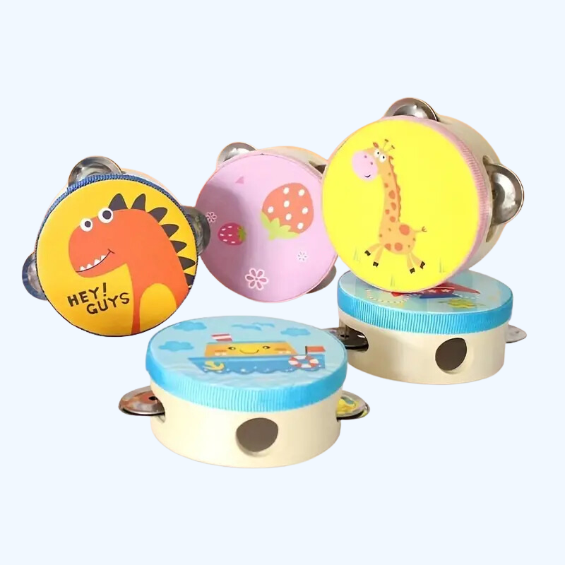 Sound Adventure | Orff Houten Tambourine | Leuke Cartoon Handtrommel voor Vroeg Leren, Peuter Educatief Speelgoed