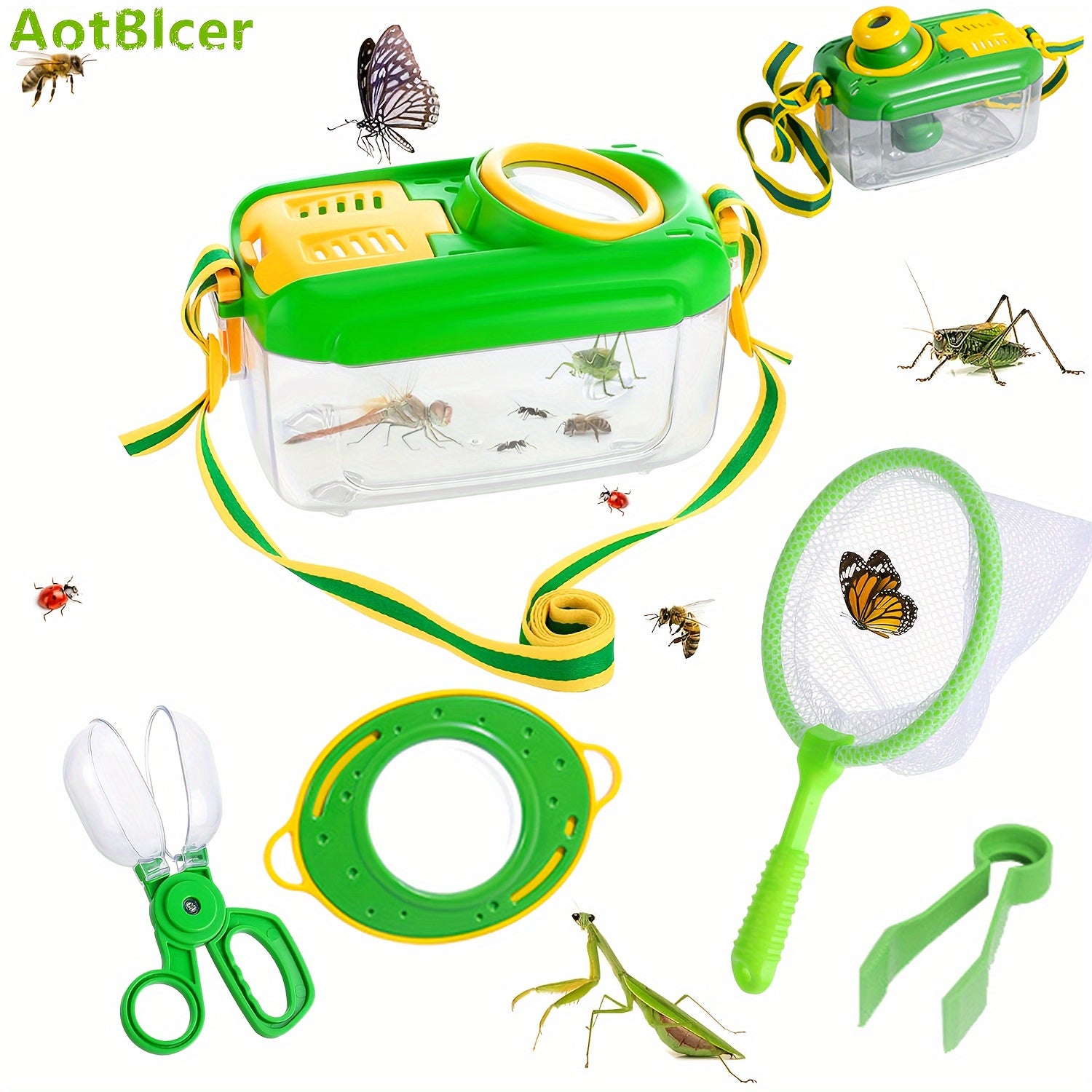 Kinder Natuur Ontdekkingskit | 5-delige Insectenvangset met Habitat, Vlindernet & Pincet, Perfect voor Buitenavonturen (3-6 Jaar)