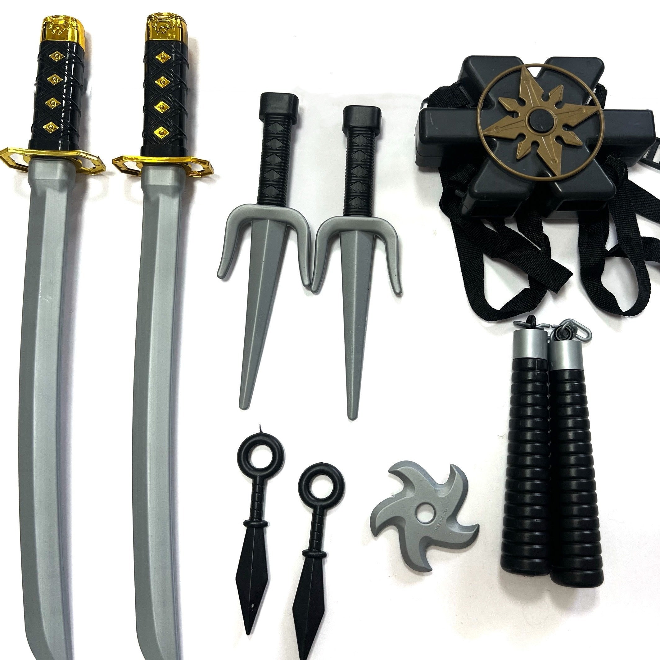 Martial Arts Speelgoedset | Dubbel Zwaard, Nunchucks & Dart Cosplay Set voor Kinderen – Perfect voor Rollenspel & Verkleedfeestjes