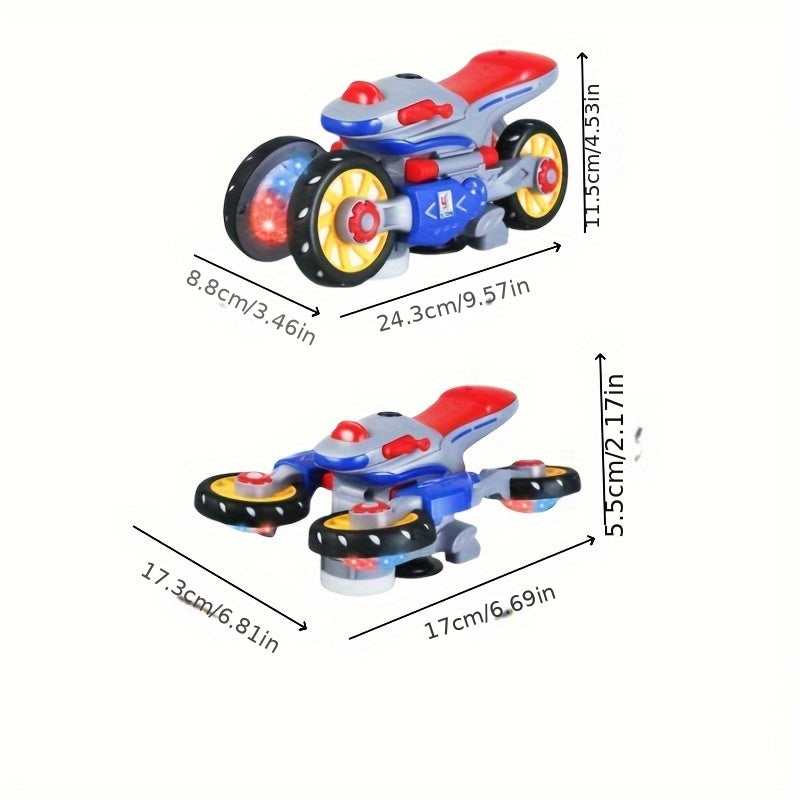 360° stuntmotor met licht en muziek - Duurzaam speelgoed voor kinderen vanaf 3 jaar.