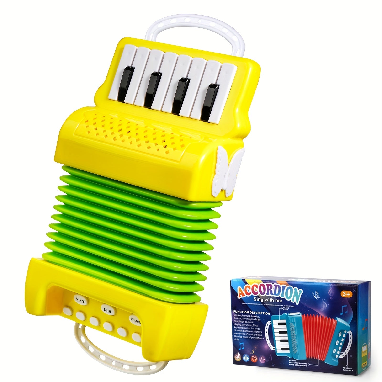 Kinderaccordeon speelgoed - 12-toetsen keyboard, 3 speelmodi, kerstcadeau