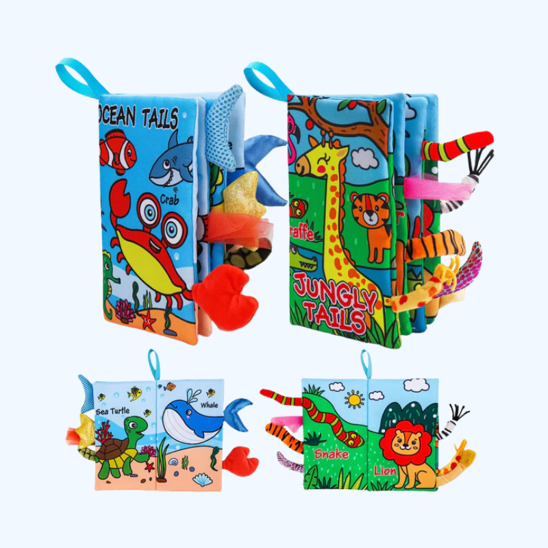 2 Stuks Zachte Stoffen Babyboeken | Hoog contrast zintuiglijk speelgoed voor baby's, knisperend voel- en bijtspeelgoed van 6 tot 12 maanden