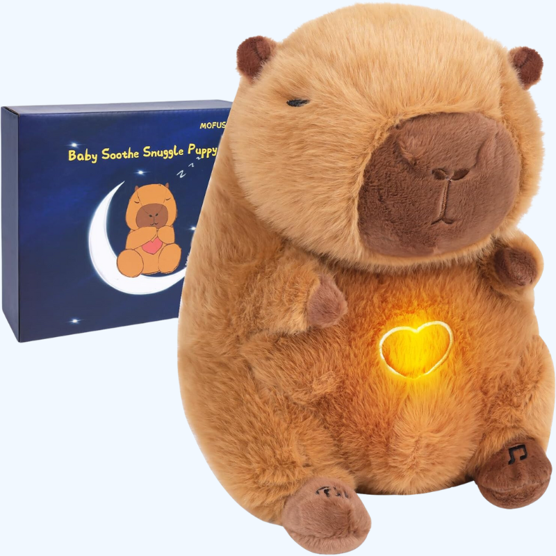 Soothe Snuggle Capybara Knuffel | Ademend Pluche Voor Angstverlichting | Realistische Beweging & Licht Muziek | Voor Kinderen en Volwassenen