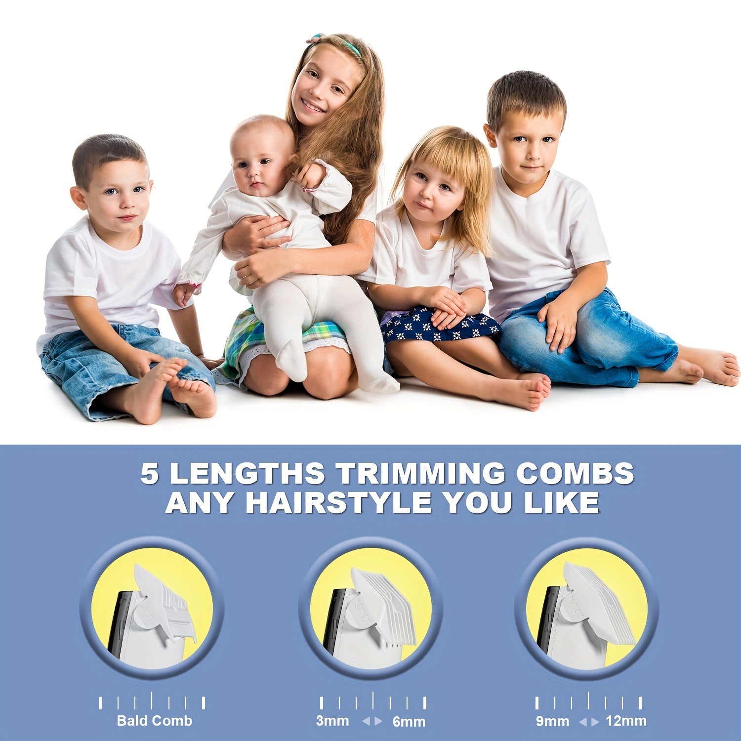 Professionele oplaadbare bodytrimmer kit | Draadloze tondeuse met slimme vacuüm en LED-verlichting voor kinderen en volwassenen