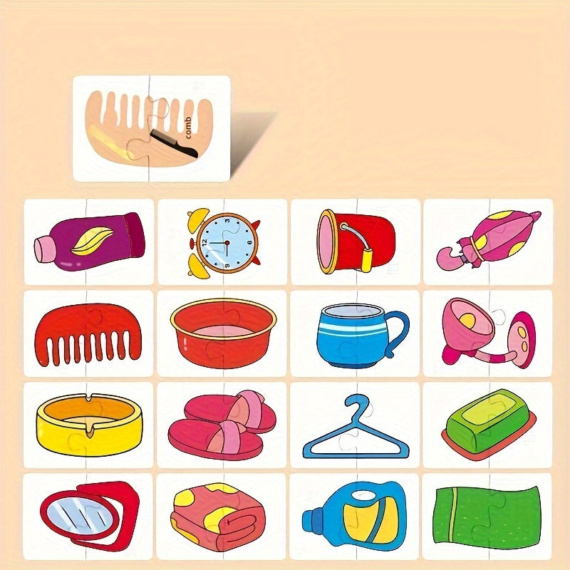 Educatieve Puzzelkaarten Set | Jigsaw Matching Game | Cognitieve Ontwikkeling | Geen Batterijen Nodig | Papier