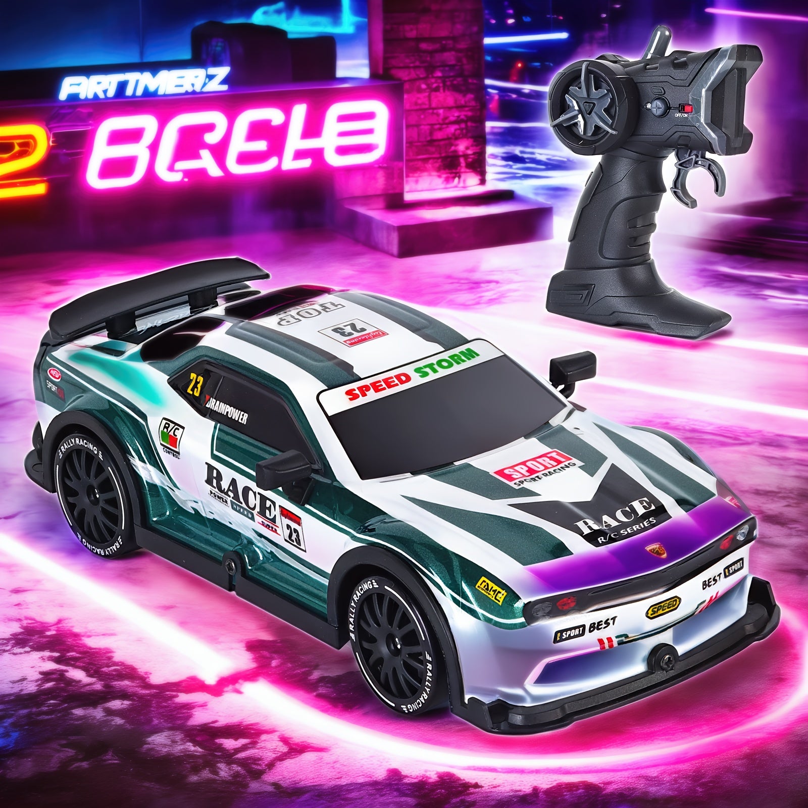 Hoogsnelheids RC Driftauto met Knipperende LED-lampjes – Driftmodus, USB-oplaadbare Li-Po Batterij, Stevig Chassis – Racen voor Kinderen en Volwassenen